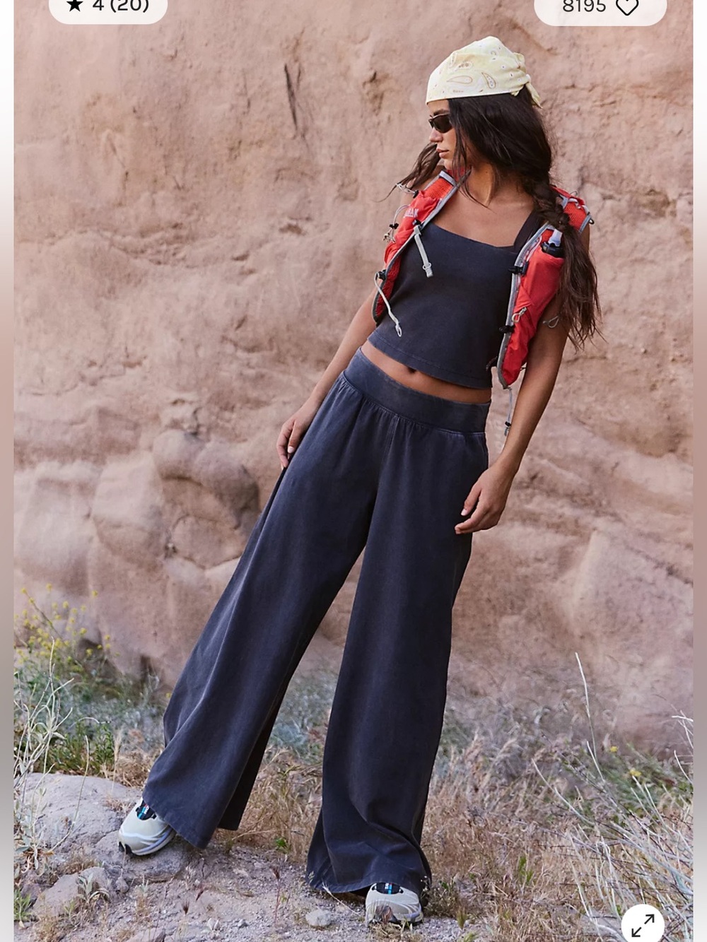 Free People Wide Leg Pants in Charcoal Black